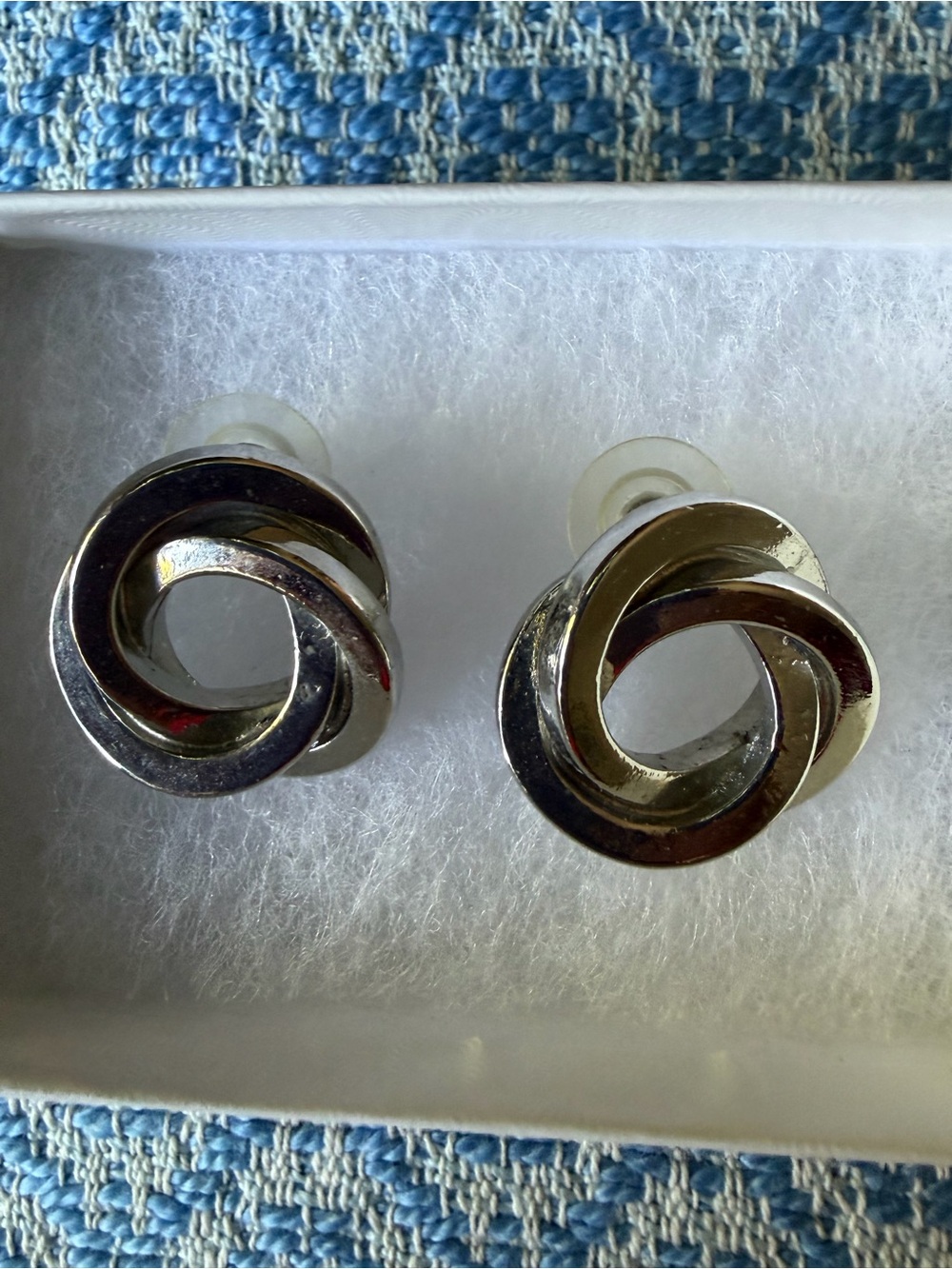 NWOT Silver Tone Twisted Hoop Stud Earrings - Women Jewelry